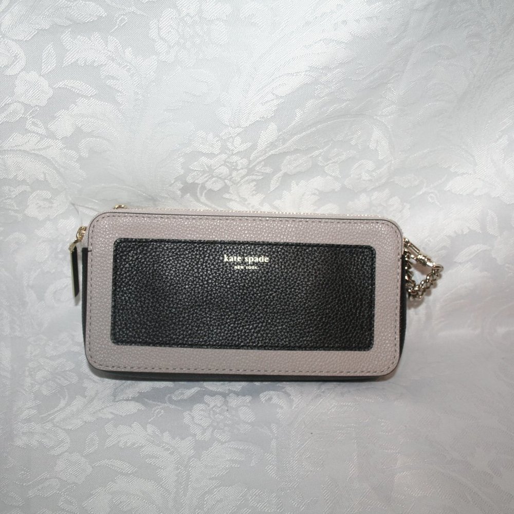 KATE SPADE DOUBLE ZIP MINI CROSSBODY BLACK/WARM TA